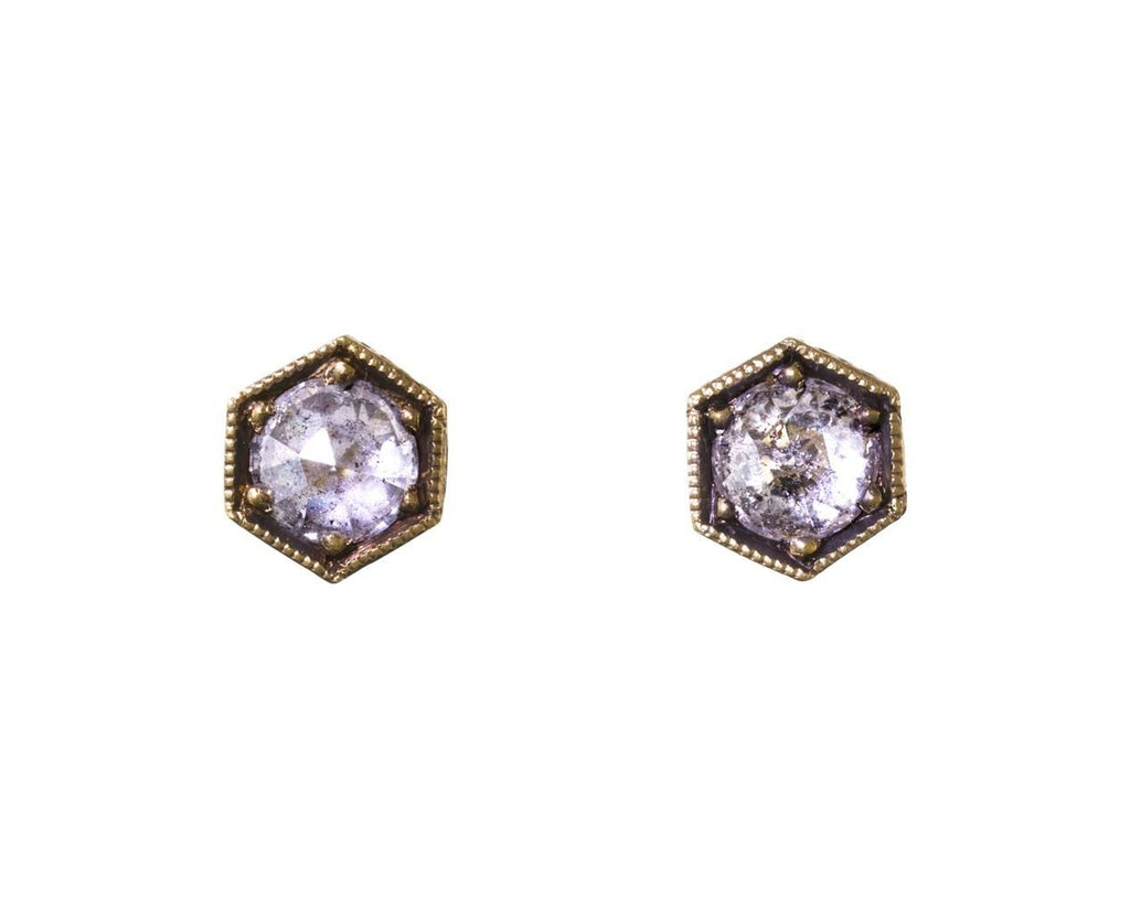 Gold Diamond Hexagonal Post Earrings zoom 1_cathy_waterman_earrings