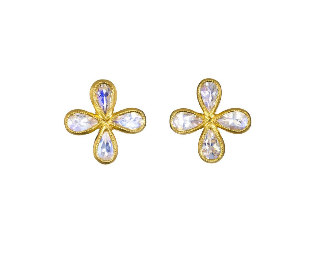 Rainbow Moonstone Star Post Earrings zoom 1_cathy_waterman_gold_rainbow_moonstone_star_earri