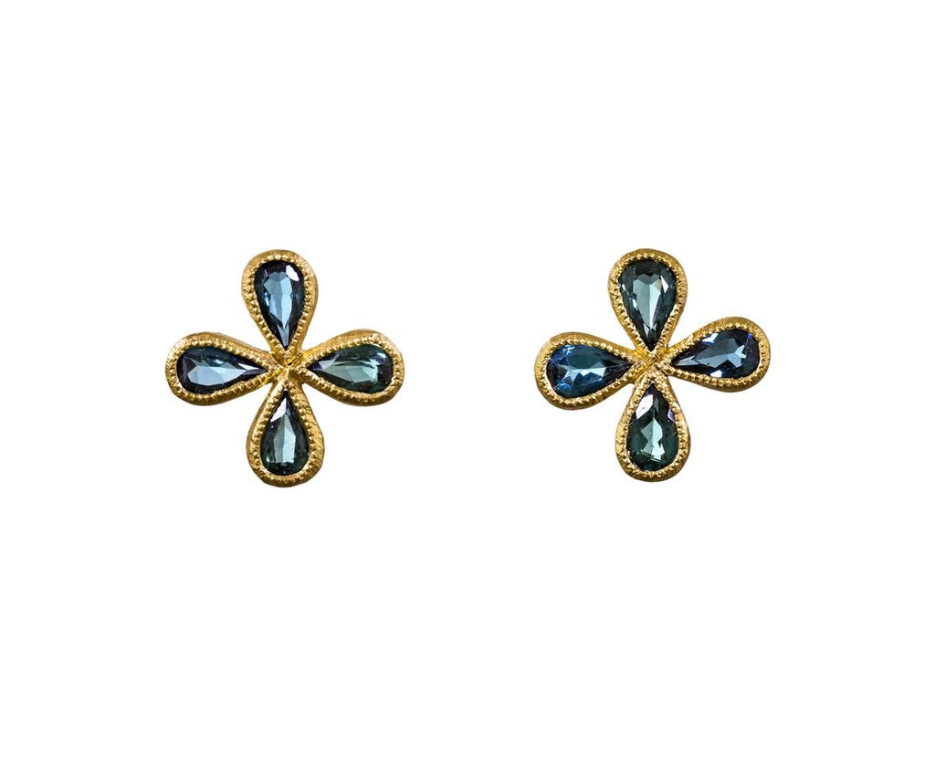 Blue Green Tourmaline Star Flower Earrings zoom 1_cathy_waterman_gold_green_tourmaline_star_flower
