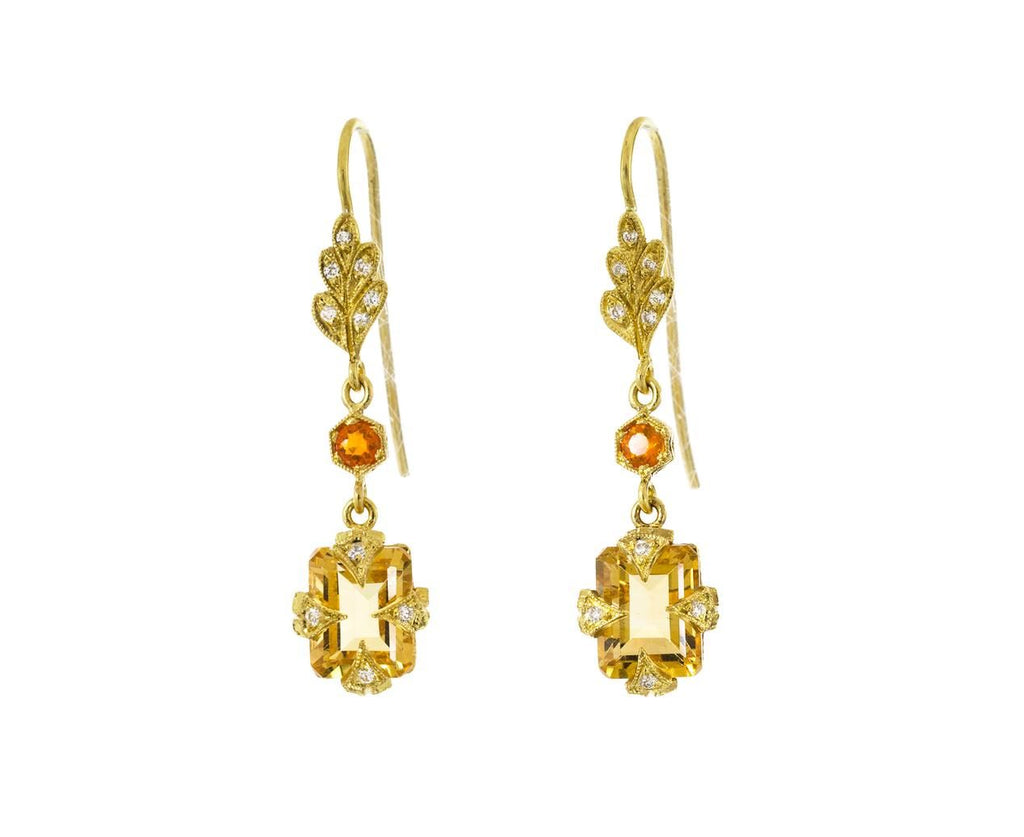 Citrine and Fire Opal Leaf Earrings zoom 1_cathy_waterman_gold_diamond_fire_opal_leaftop_ea