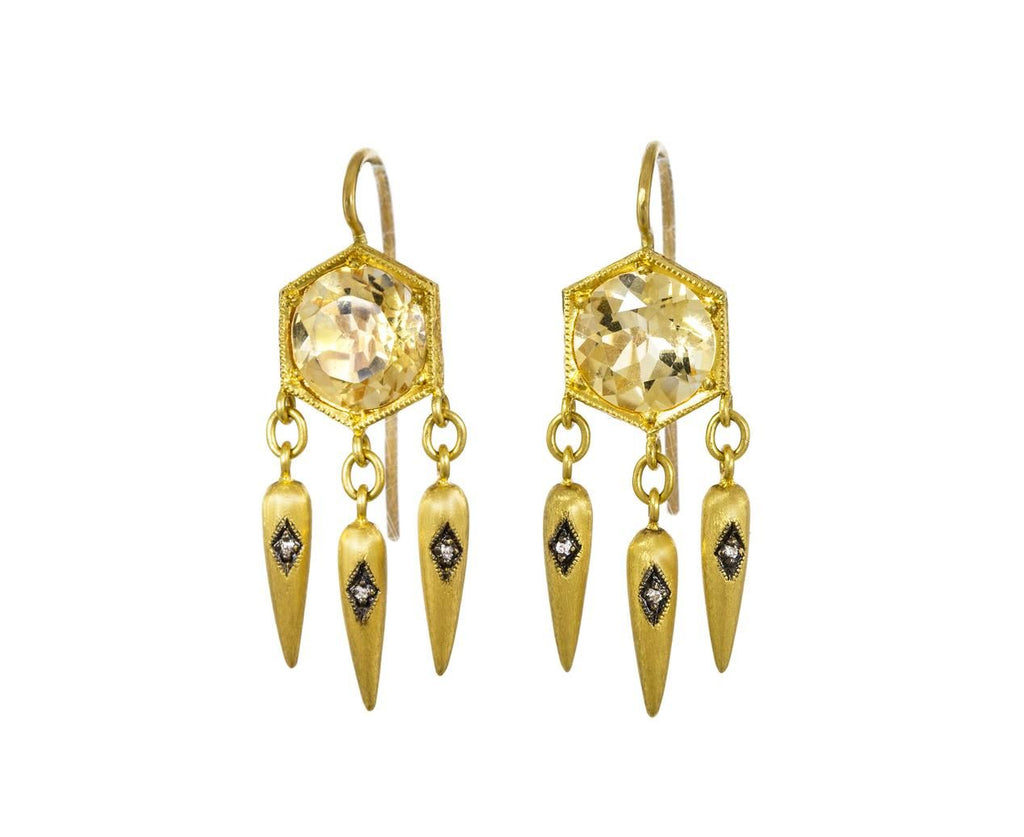 Citrine and Diamond Egyptian Drop Earrings zoom 1_cathy_waterman_gold_diamond_citrine_egyptian_ear