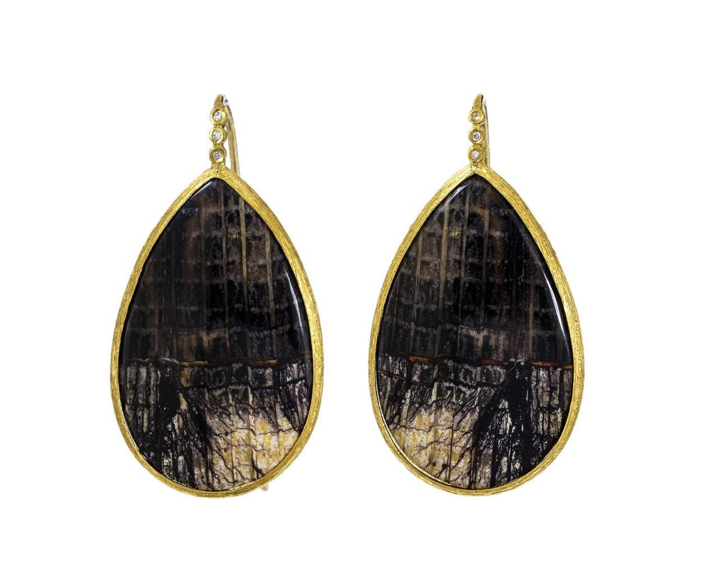 Fossilized Oak Earrings with Diamonds zoom 1_cathy_waterman_gold_diamond_fossilized_oak_earri