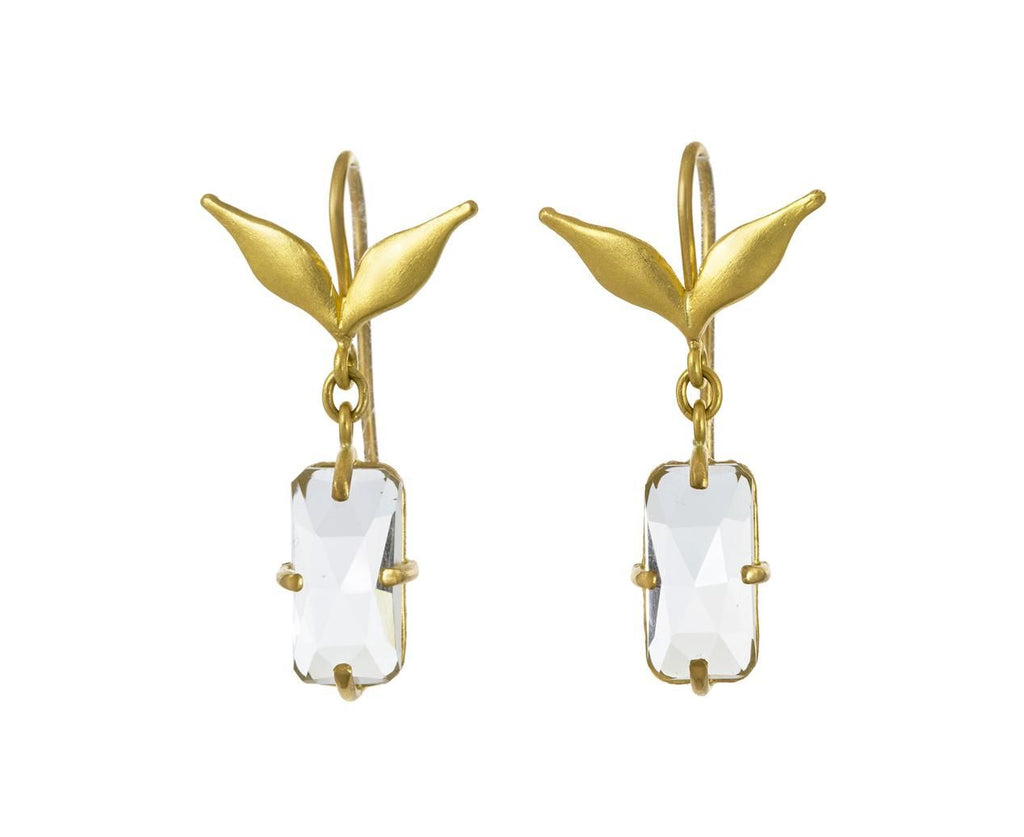 White Topaz Double Leaf Earrings zoom 1_cathy_waterman_gold_white_topaz_wheat_earrings