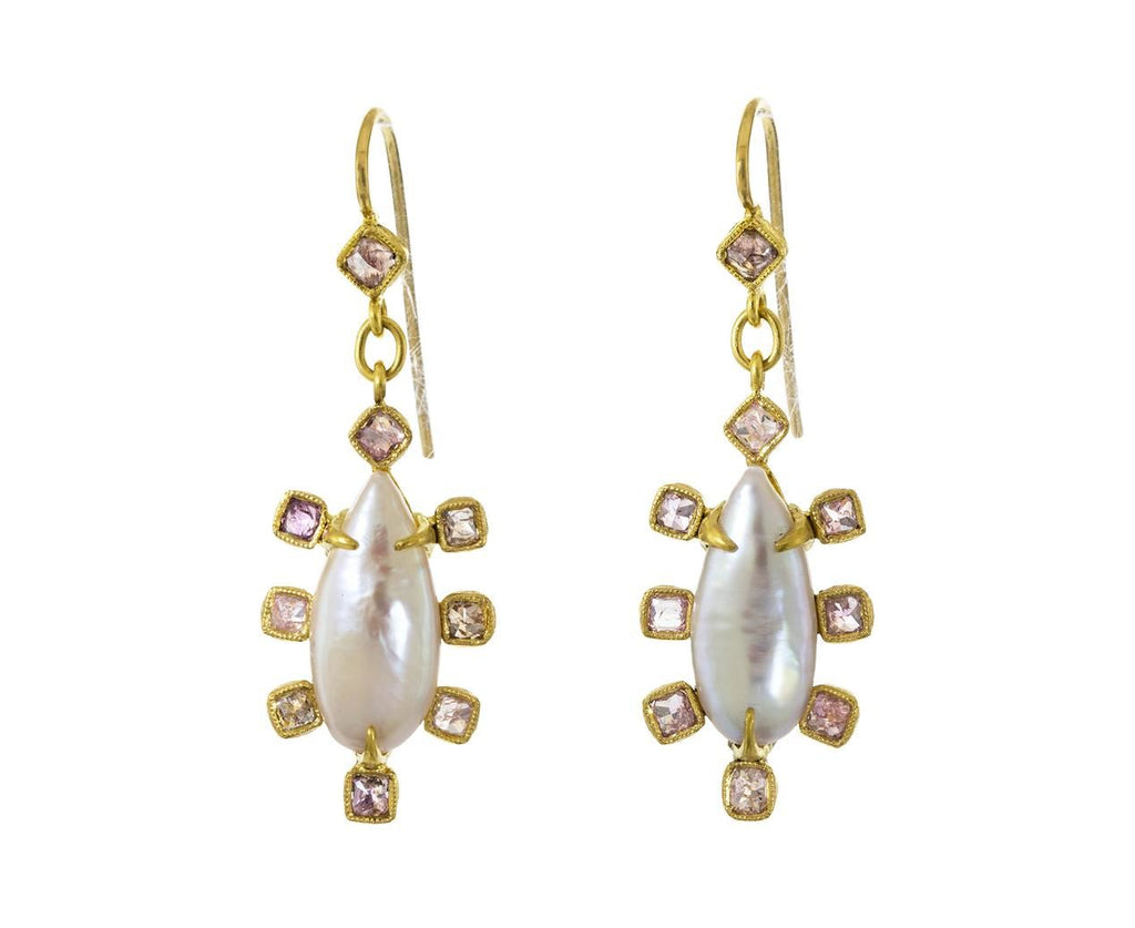 Mississippi River Pearl and Pink Diamond Earrings zoom 1_cathy_waterman_gold_diamond_pearl_pink_argyle_ea