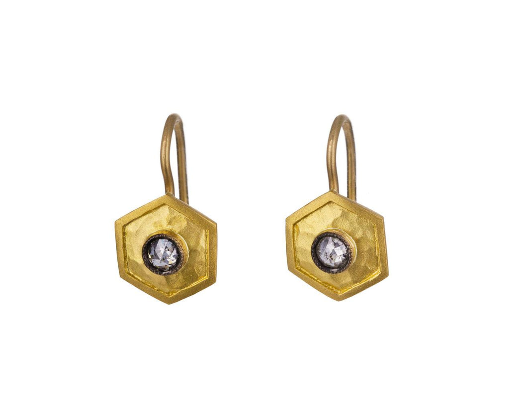 Hexagonal Shield Earrings zoom 1_cathy_waterman_gold_diamond_hexagonal_shield_ear