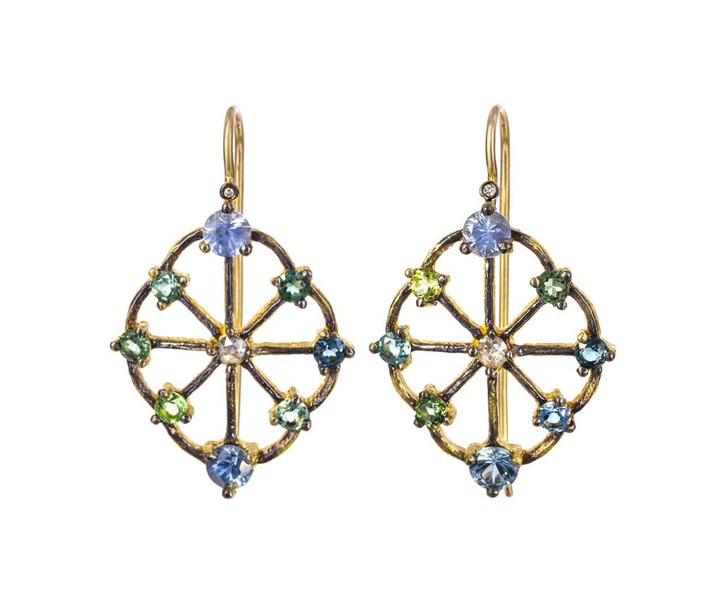 Blue-Green Rainbow Sparkler Earrings zoom 1_cathy_waterman_gold_mixed_gem_rainbow_sparkler_e