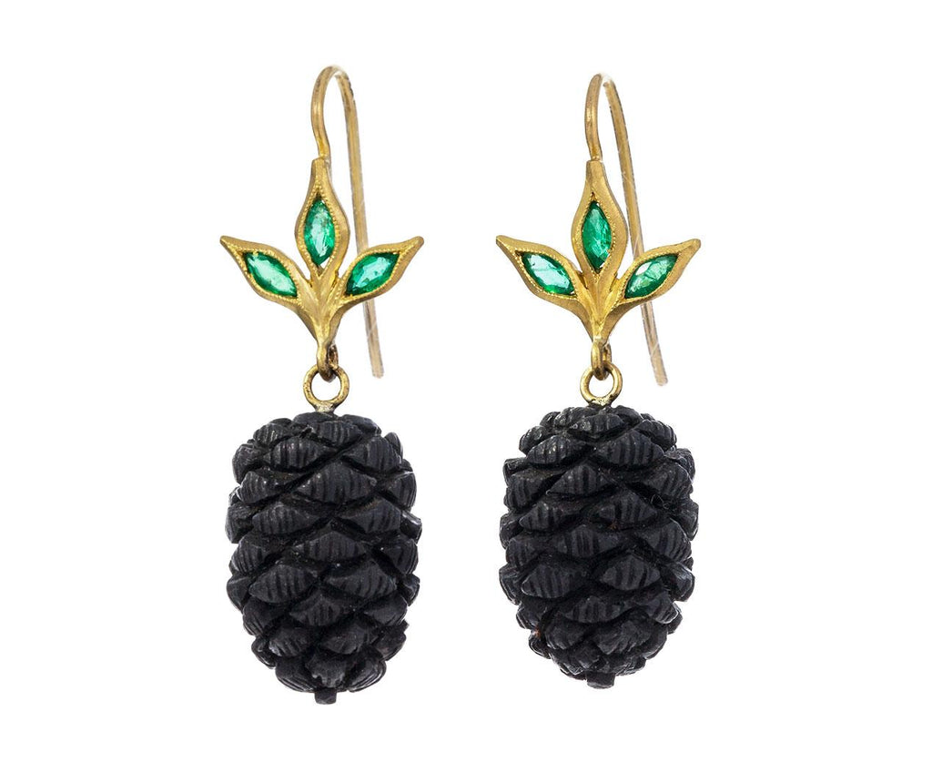 Emerald Top Ebony Pinecone Earrings zoom 1_cathy_waterman_gold_emerald_ebony_pinecone_earri
