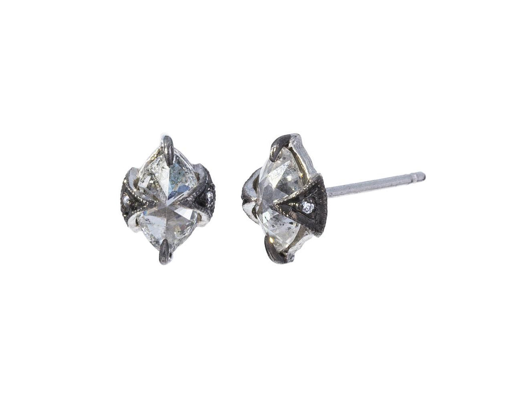 Rustic Diamond Shield Earrings zoom 1_cathy_waterman_platinum_diamond_shield_earrings