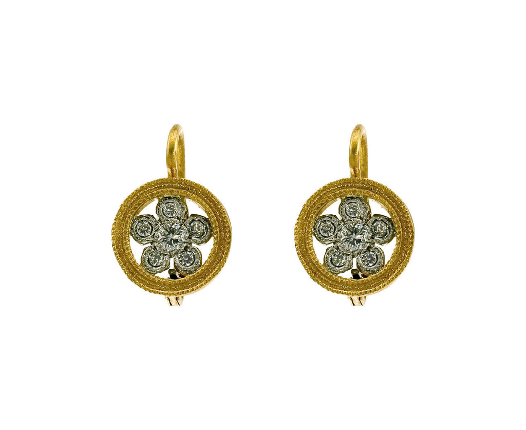 Double Milgrain Lacy Flower Earrings zoom 1
