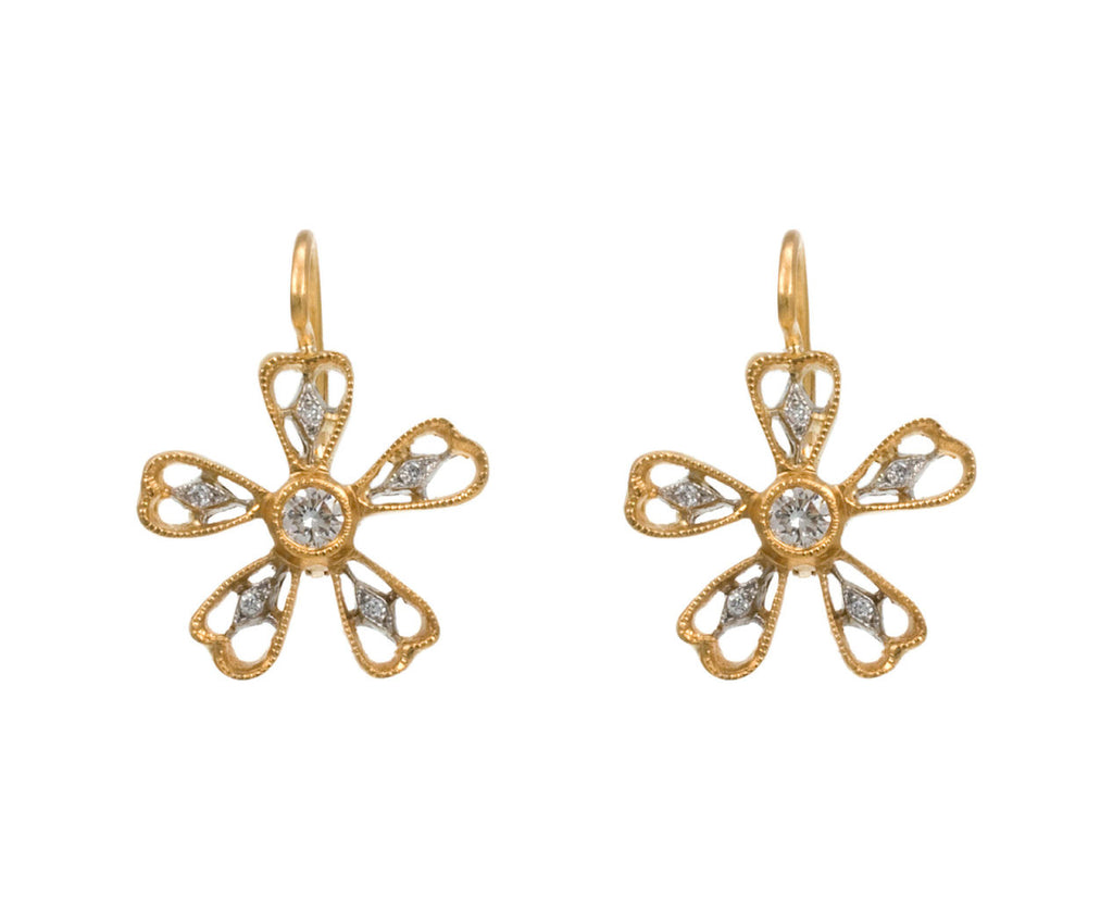 Milgrain Lace Flower Earrings zoom 1
