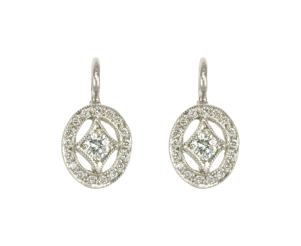 Oval Diamond Frame Earrings zoom 1