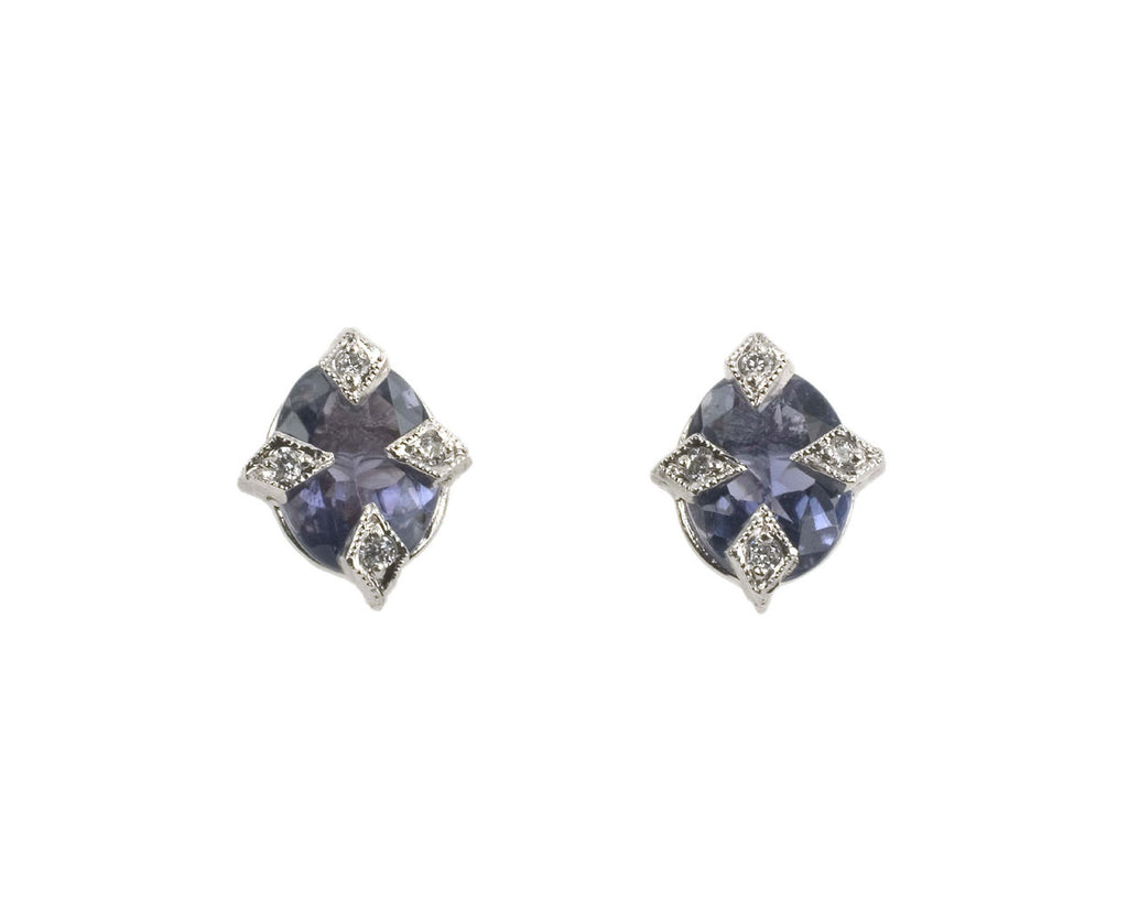 Iolite Antique Prong Post Earr zoom 1