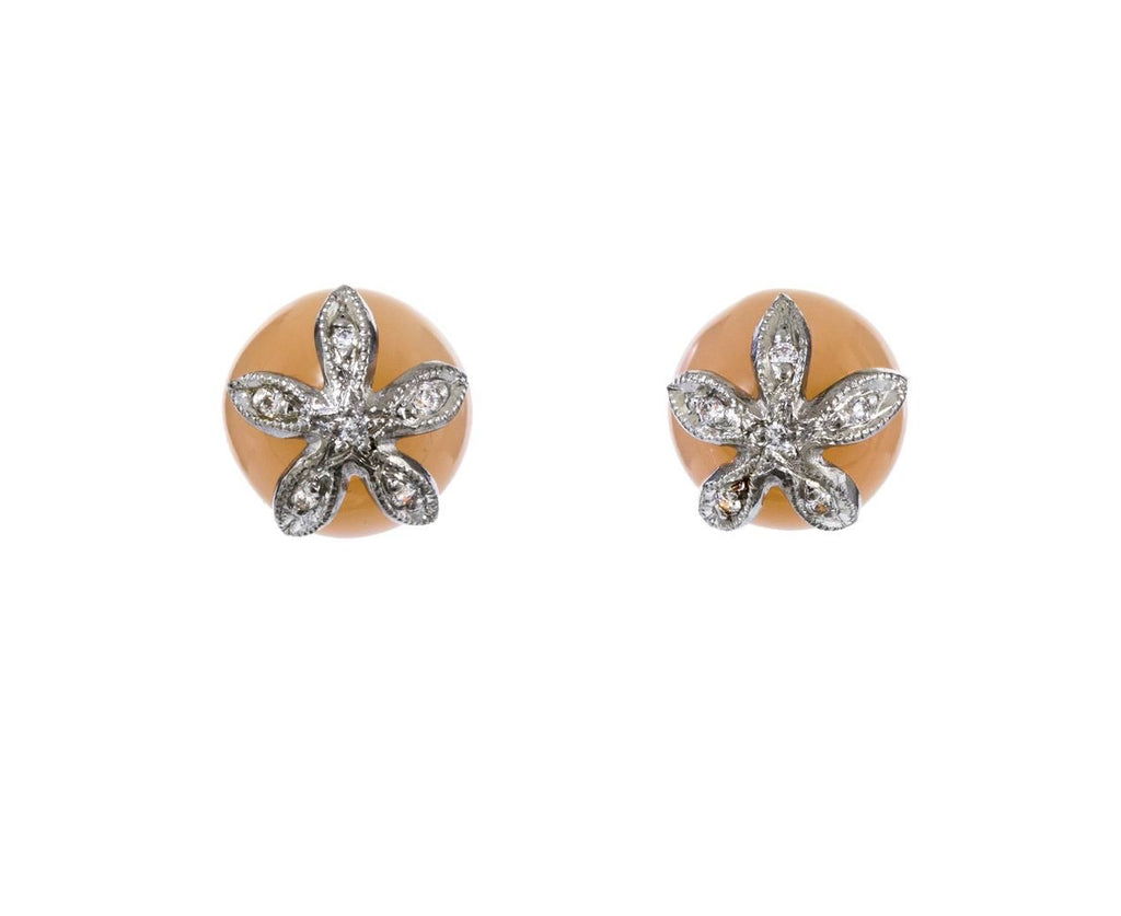 Peach Moonstone Flower Cap Earrings zoom 1_cathy_waterman_platinum_diamond_moonstone_flower