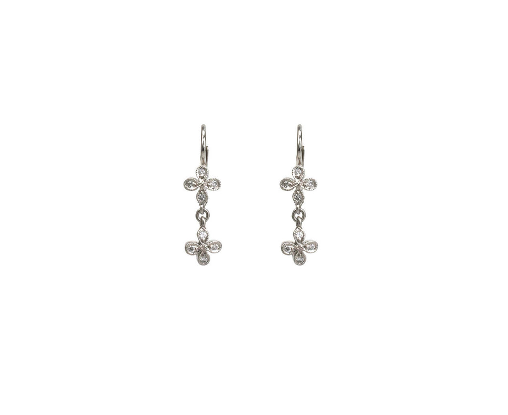 Double Four Petal Flower Earrings zoom 1
