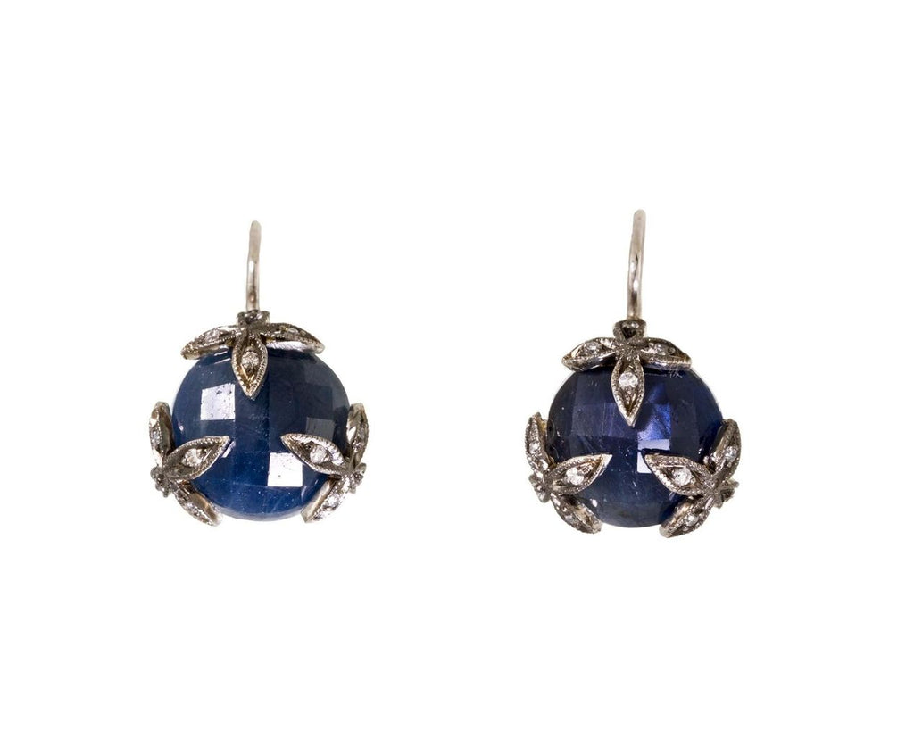 Blue Sapphire Four-Petal Overlay Earrings zoom 1