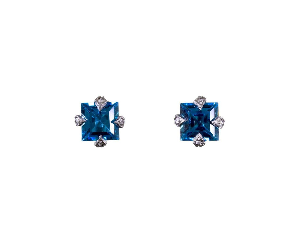 London Blue Topaz Square Thorn Posts zoom 1-cathy-waterman-earrings