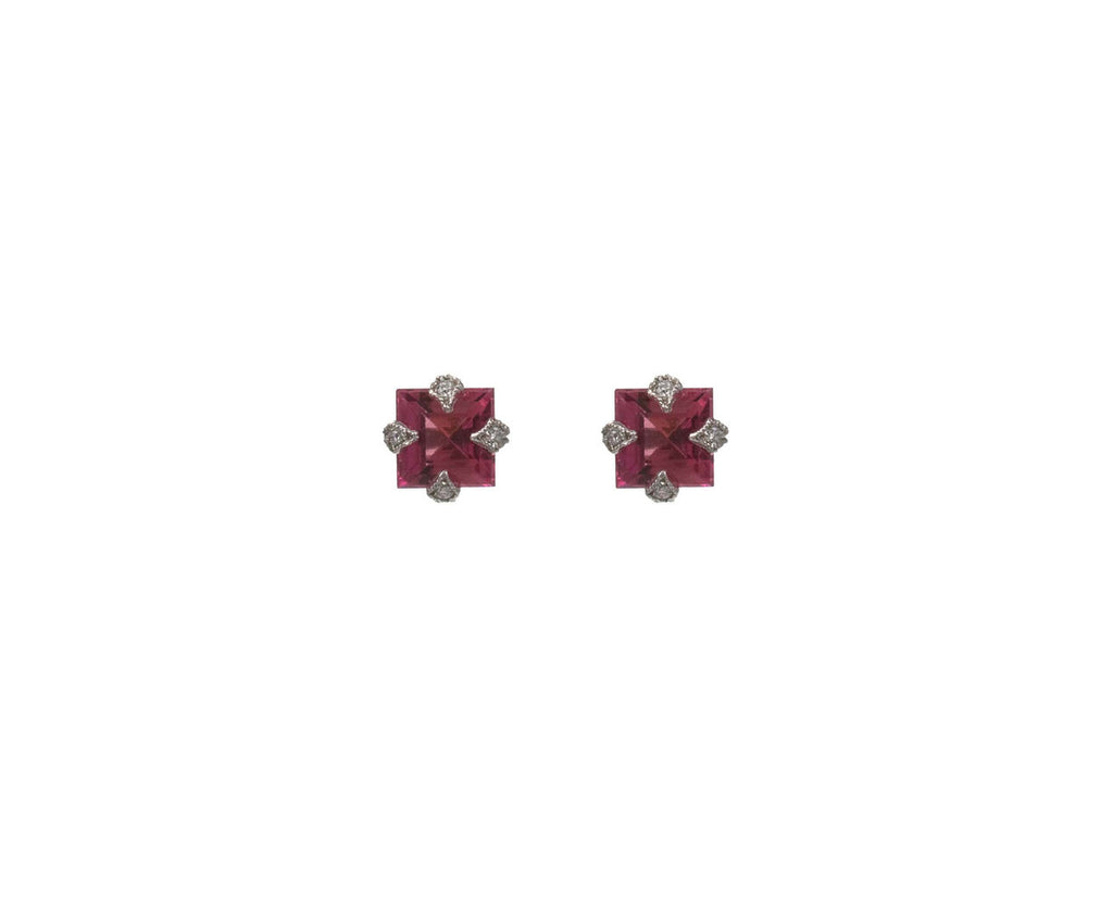 Pink Tourmaline Square Thorn Earrings zoom 1