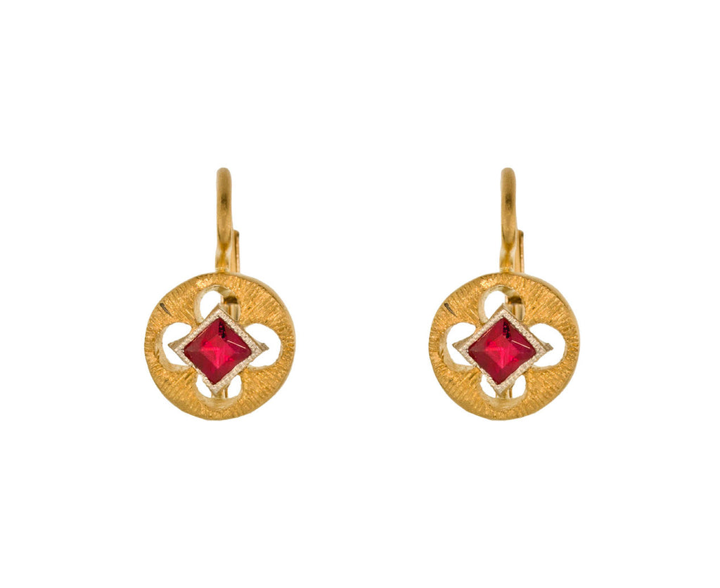 Etched Circle Ruby Earrings zoom 1