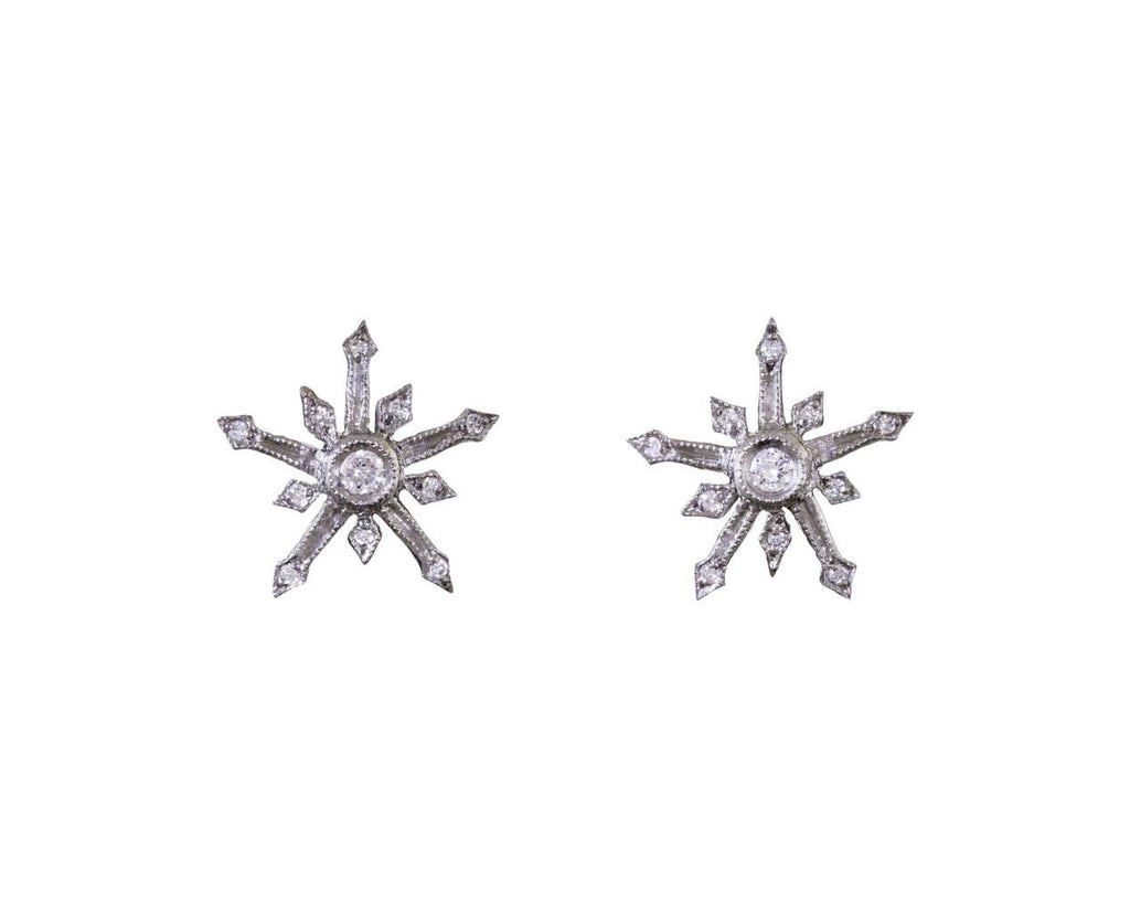 Small Diamond Snowflake Arrow Post Earrings zoom 1-cathy-waterman-earrings
