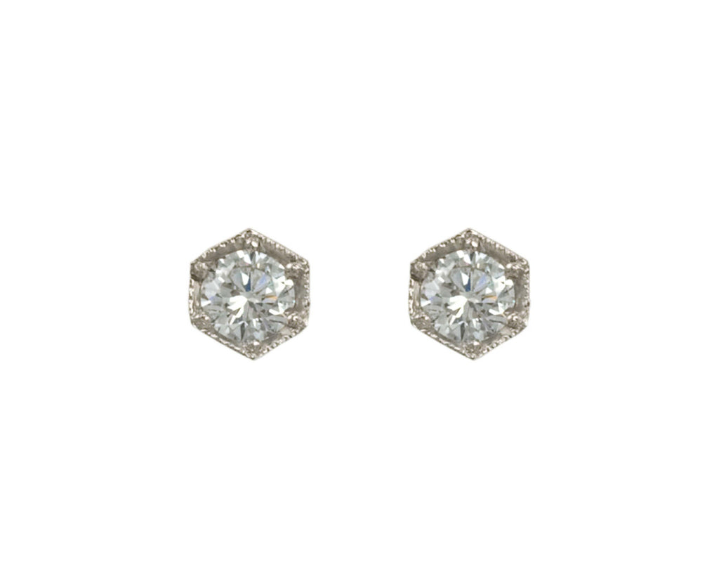 Hexagonal Diamond Earrings zoom 1