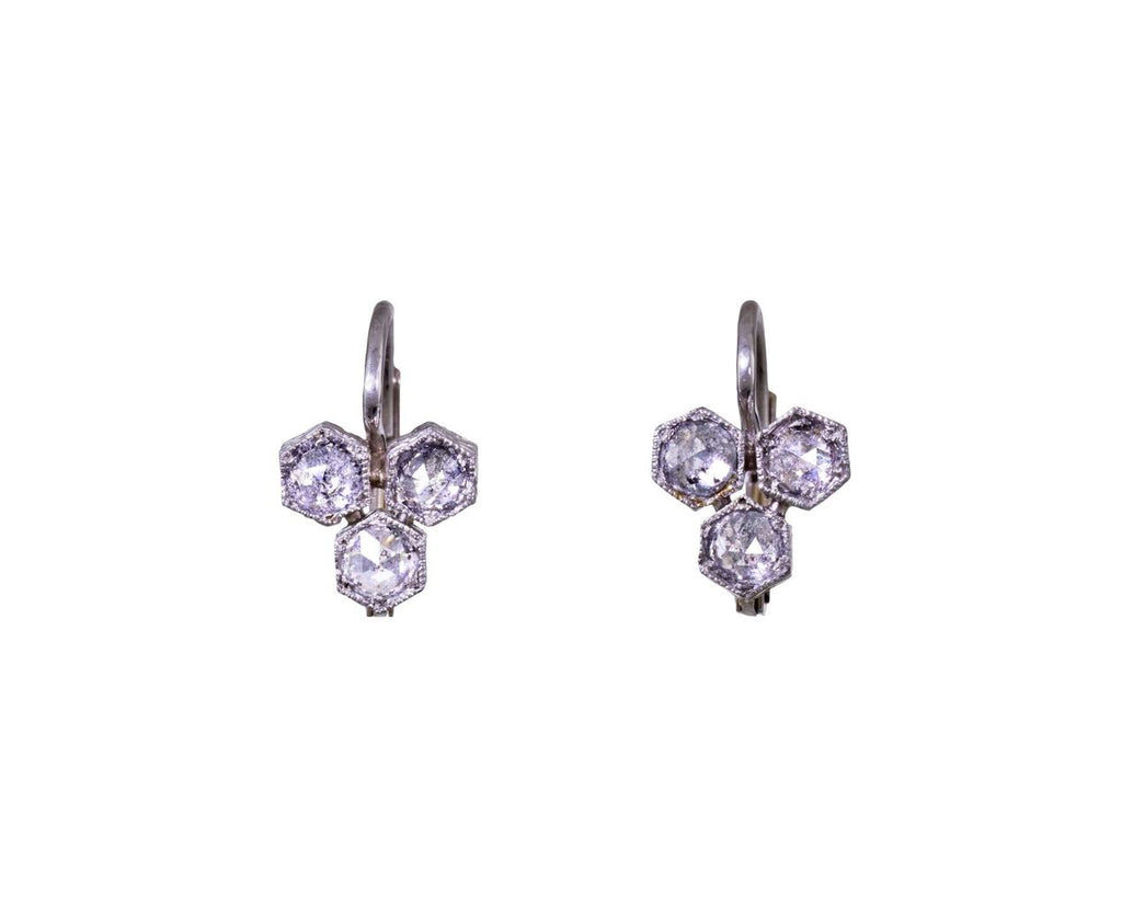 Silver Diamond Triple Hexagonal Earrings zoom 1