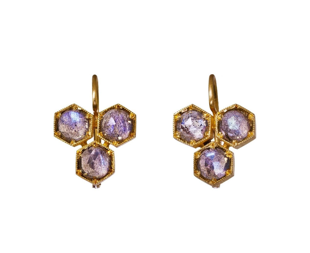 Labradorite Triple Hexagonal Earrings zoom 1