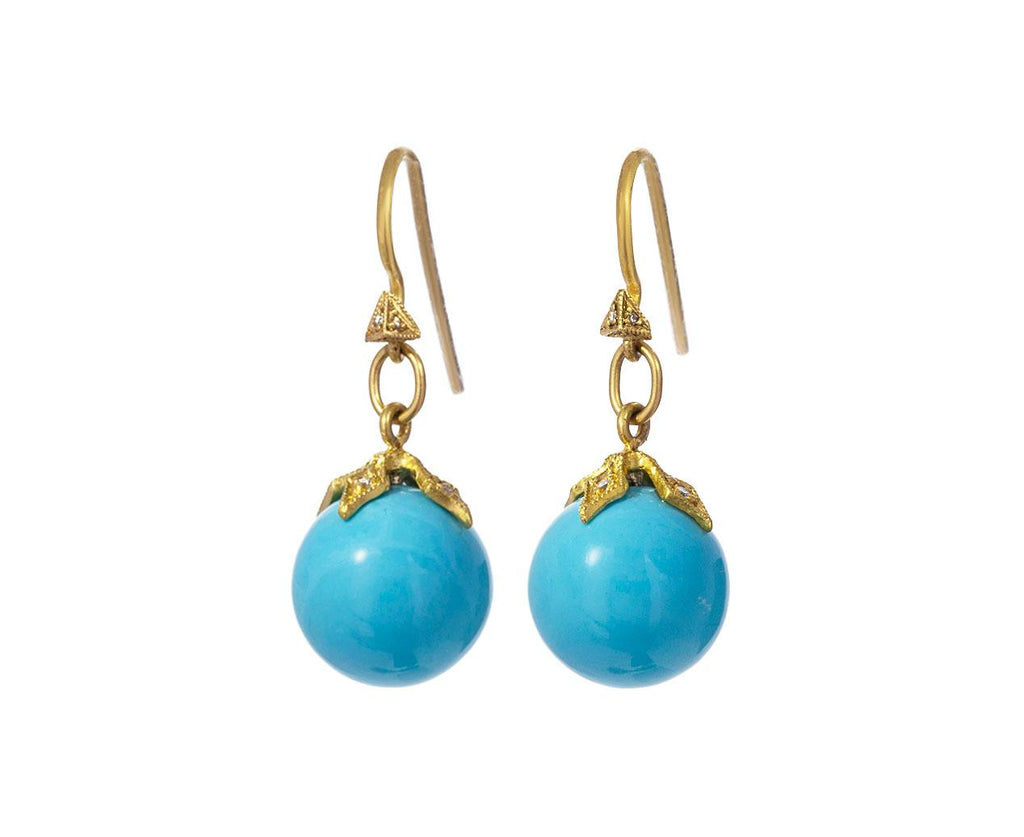 Turquoise Crusader Cap Earrings zoom 1_cathy_waterman_gold_diamond_turquoise_earrings
