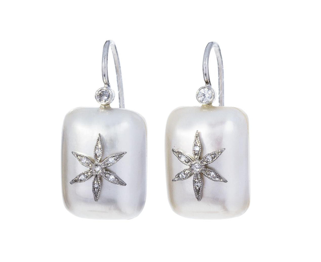 Mab� Pearl Diamond Star Earrings zoom 1_cathy_waterman_platinum_diamond_pearl_star_earri