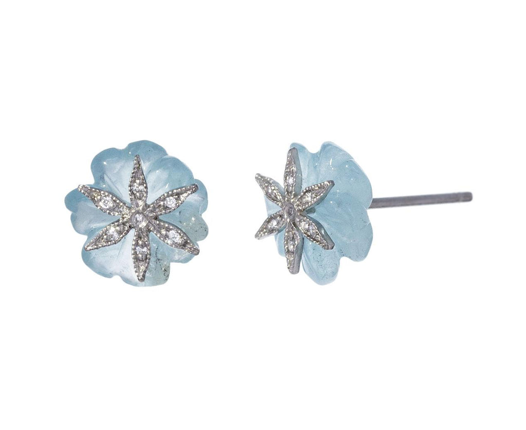 Aquamarine Diamond Flower Star Overlay Earrings zoom 1_cathy_waterman_platinum_diamond_aquamarine_earri