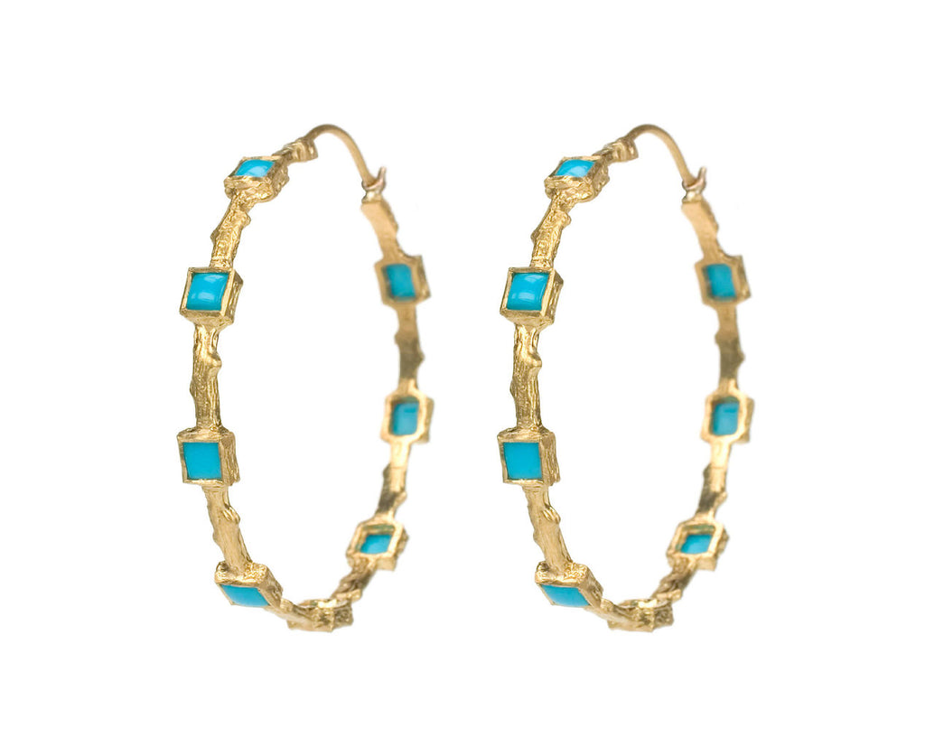 Turquoise Branch Hoop Earrings zoom 1