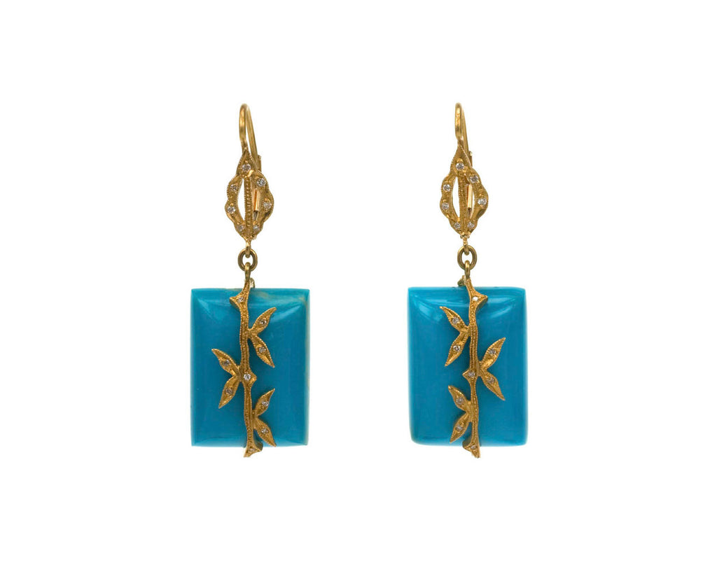 Turquoise Bamboo Earrings zoom 1