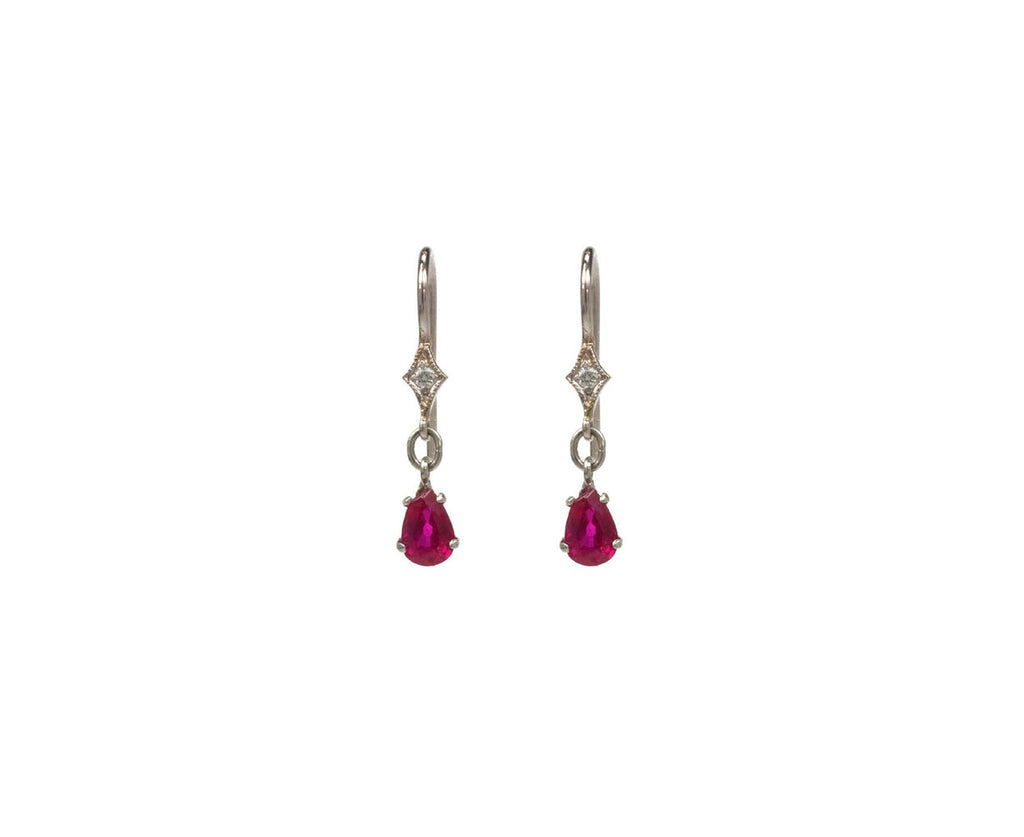 Diamond Top Ruby Earrings zoom 1