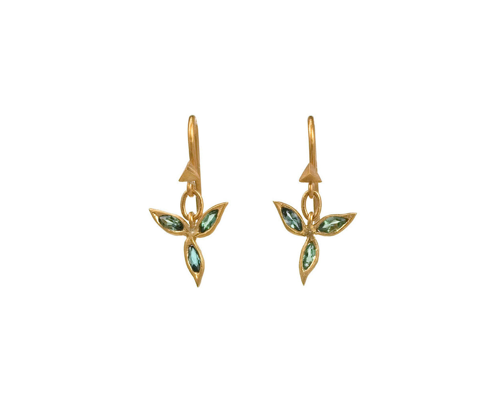 Green Tourmaline Leaf Earrings zoom 1