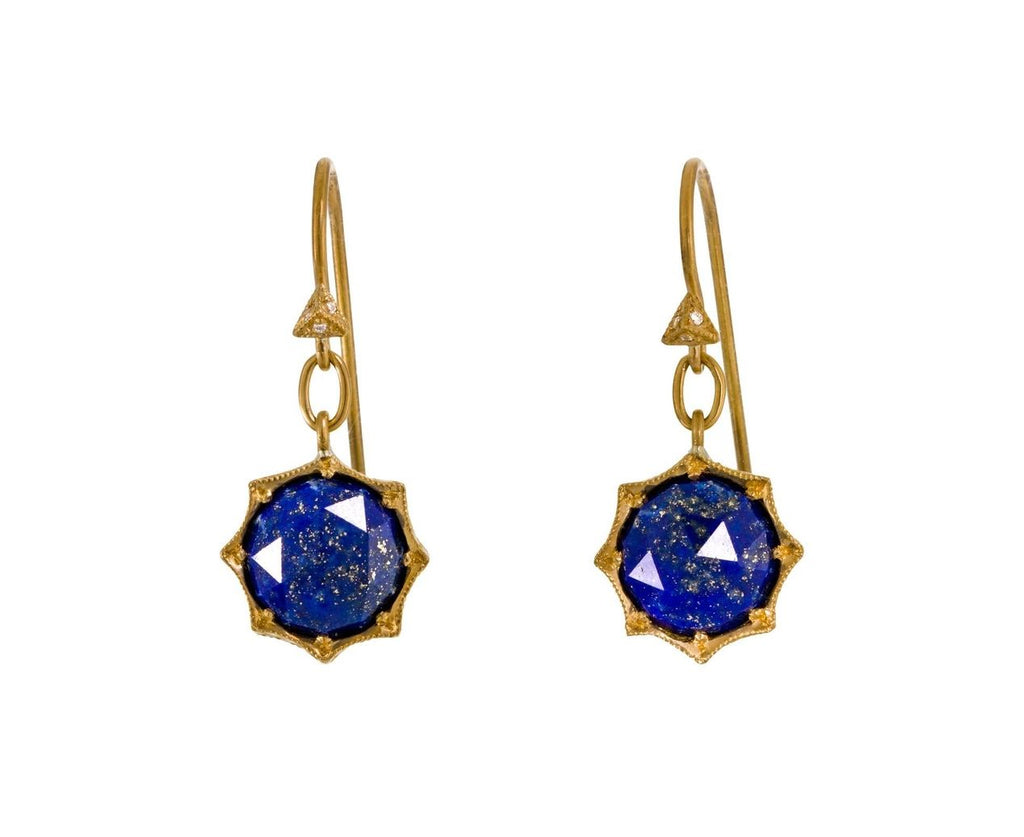 Lapis Earrings with Engraved Bezel zoom 1