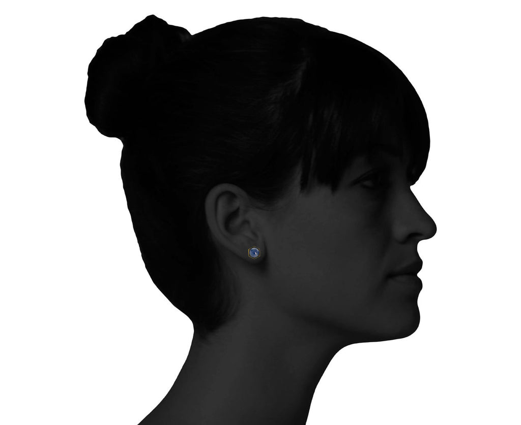 Blue Sapphire Hexagonal Earrings zoom 9