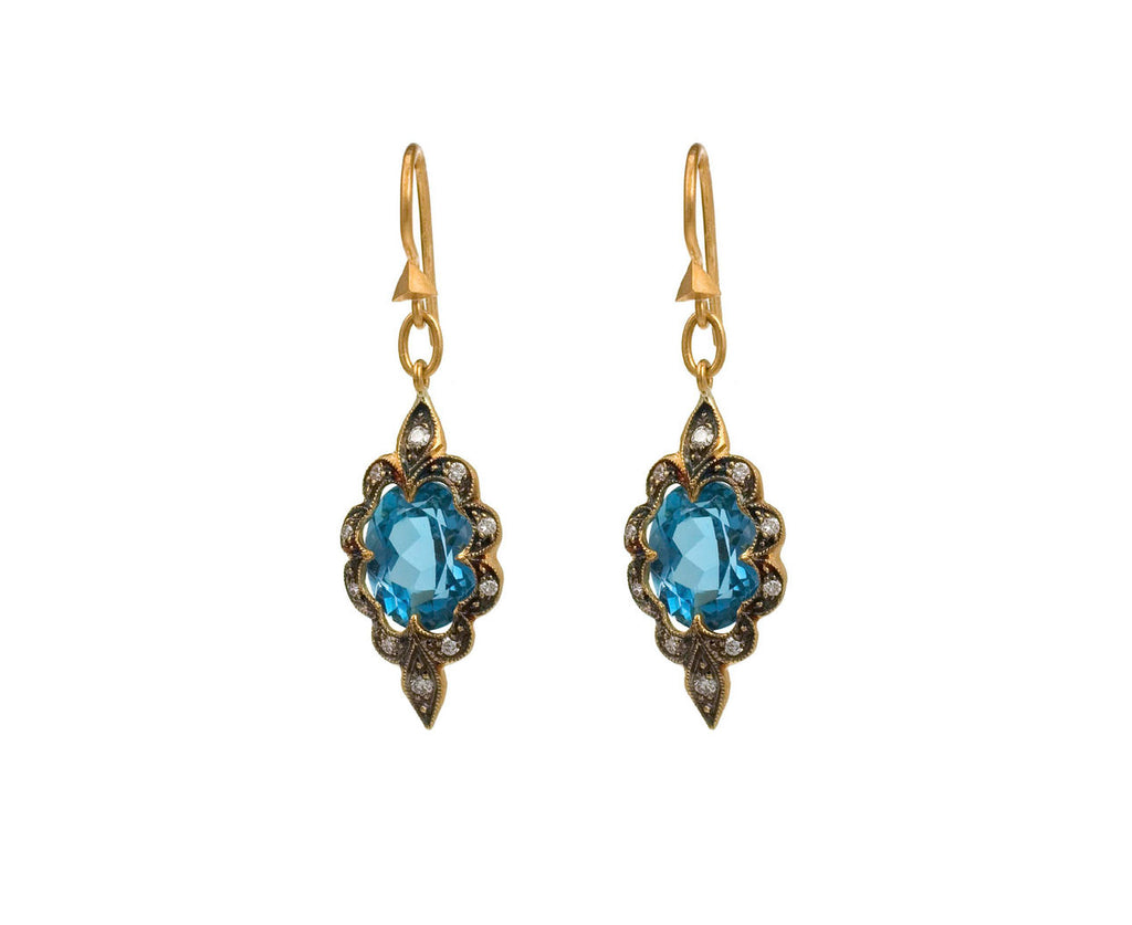 Blue Topaz Scalloped Earrings zoom 1
