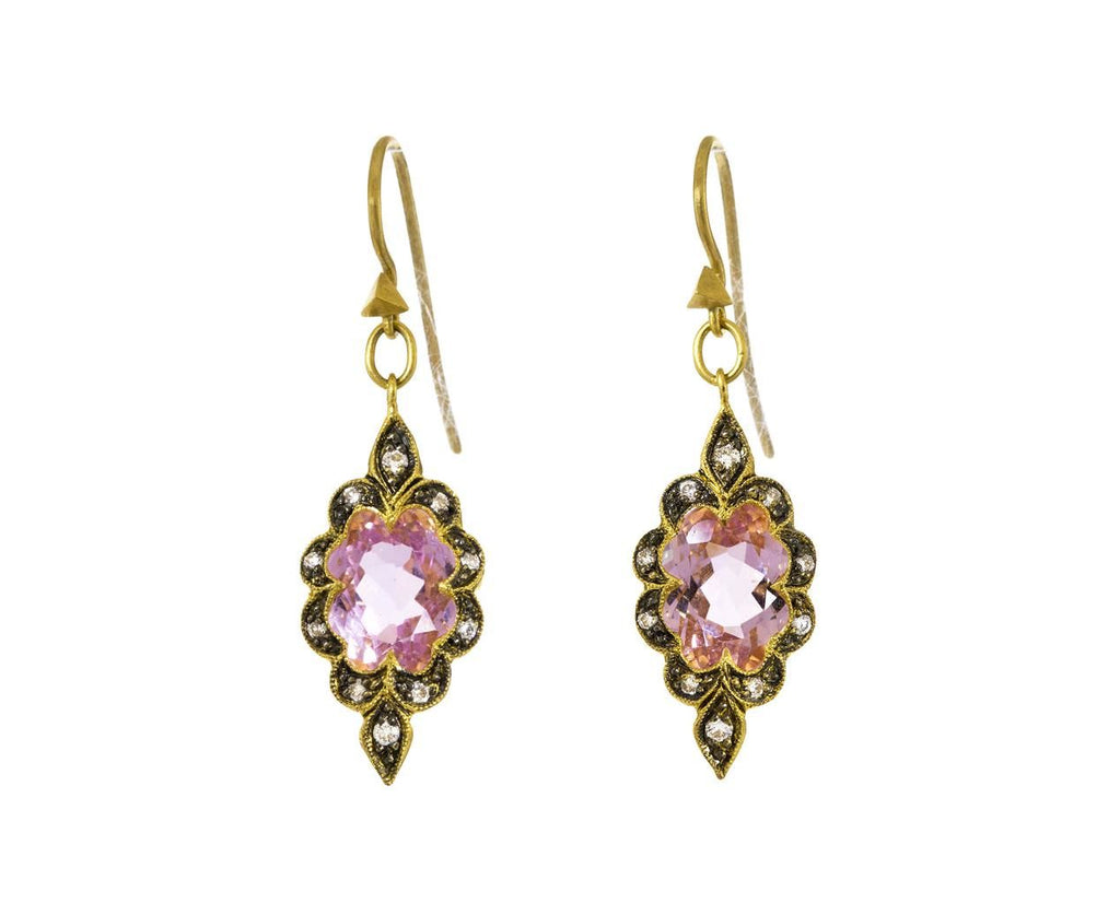 Diamond Kunzite Scallop Earrings zoom 1_cathy_waterman_gold_kunzite_small_scallop_earrin