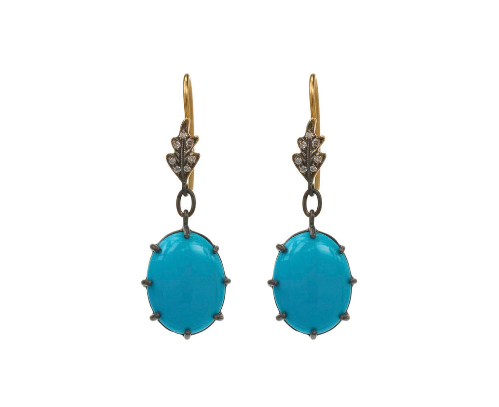Turquoise Leaf Top Earrings zoom 1