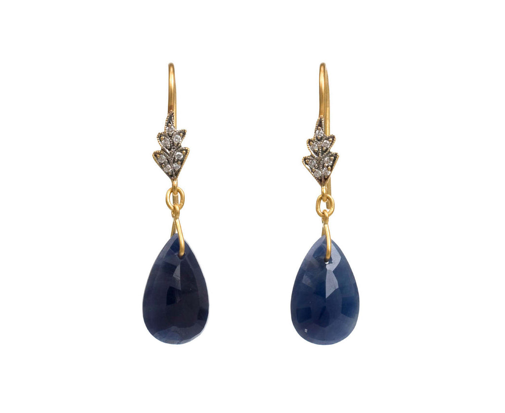 Sapphire Leaf Top Earrings zoom 1