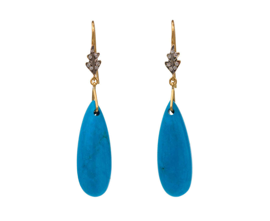 Turquoise Leaf Top Earrings zoom 1