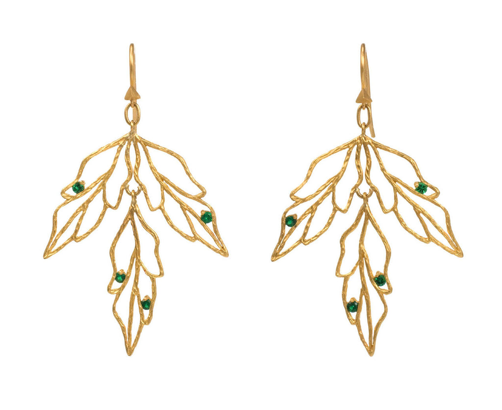 Tsavorite Skeleton Leaf Earrings zoom 1