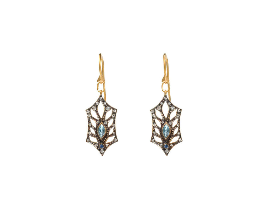 Sapphire and Aquamarine Cut-Out Leaf Earrings zoom 1