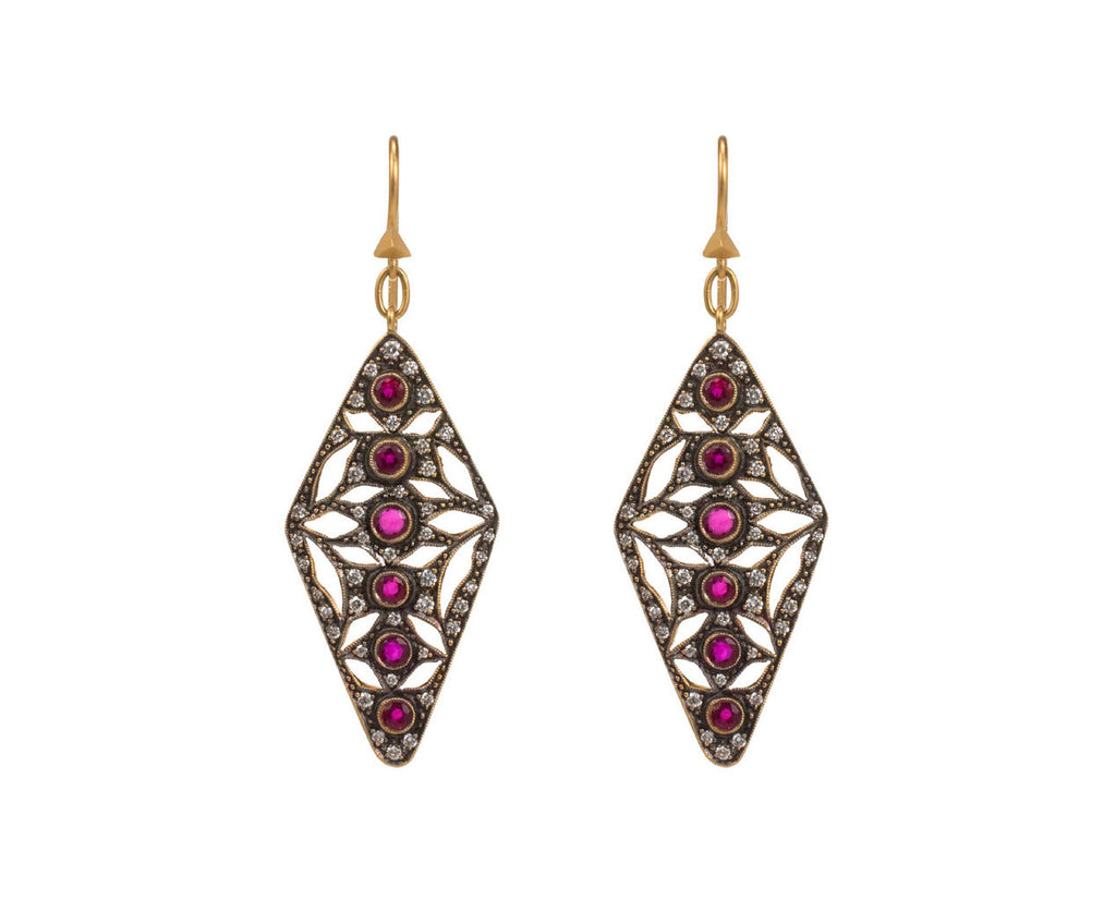 Diamond and Ruby Cut-Out Earrings zoom 1