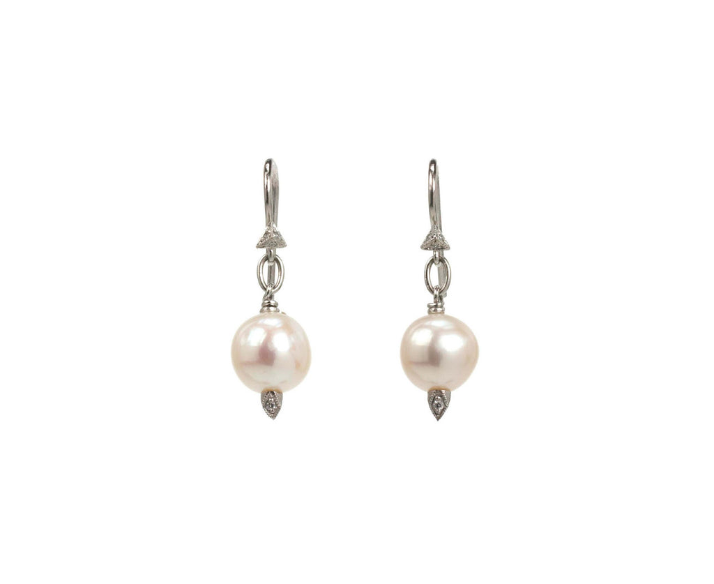 Pearl and Diamond Star Cap Earrings zoom 1