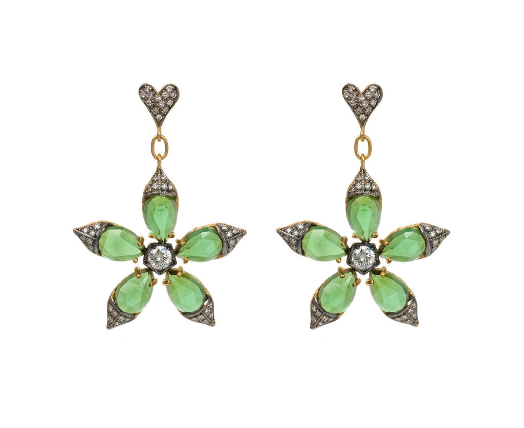Green Tourmaline Flower Earrings zoom 1