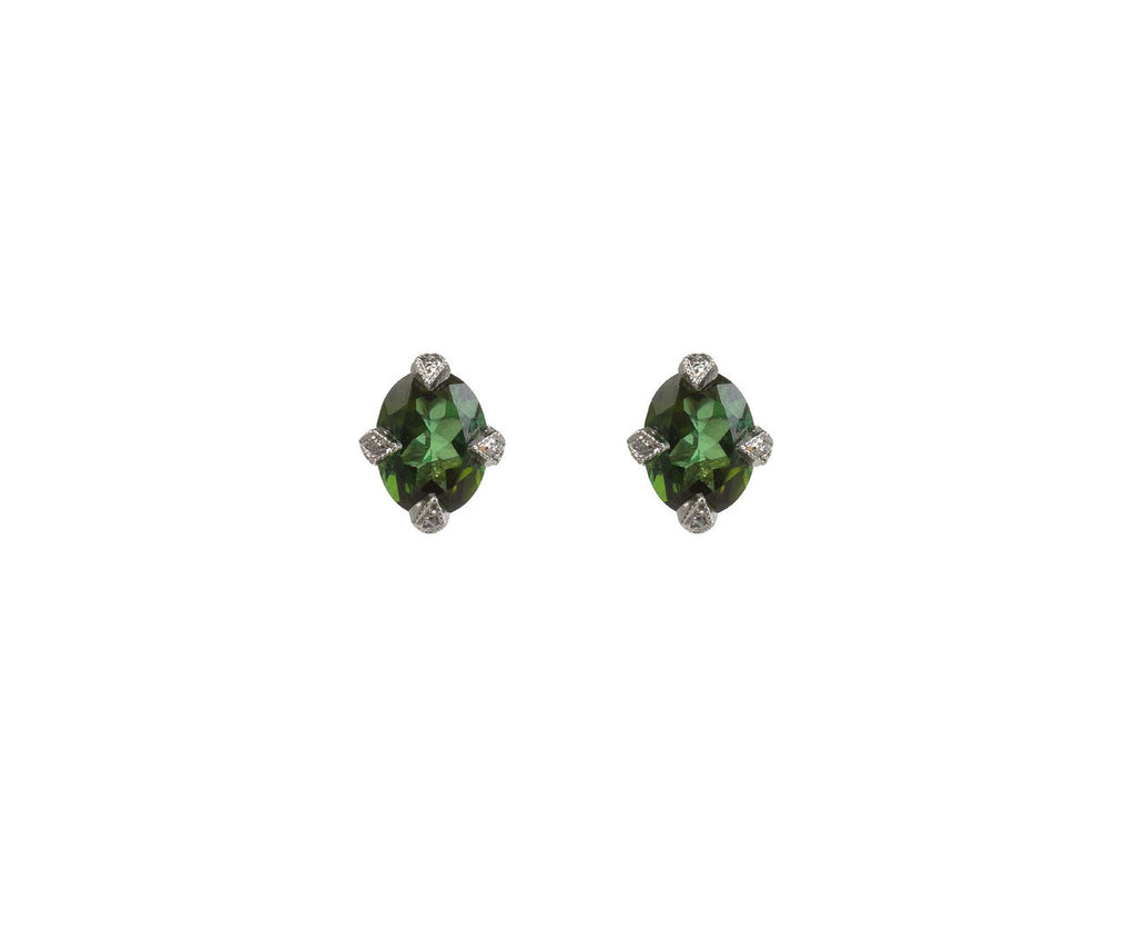Green Tourmaline Antique Prong Earrings zoom 1
