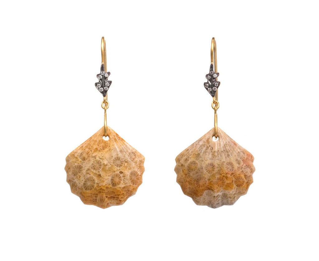 Fossilized Coral Shell Earrings zoom 1