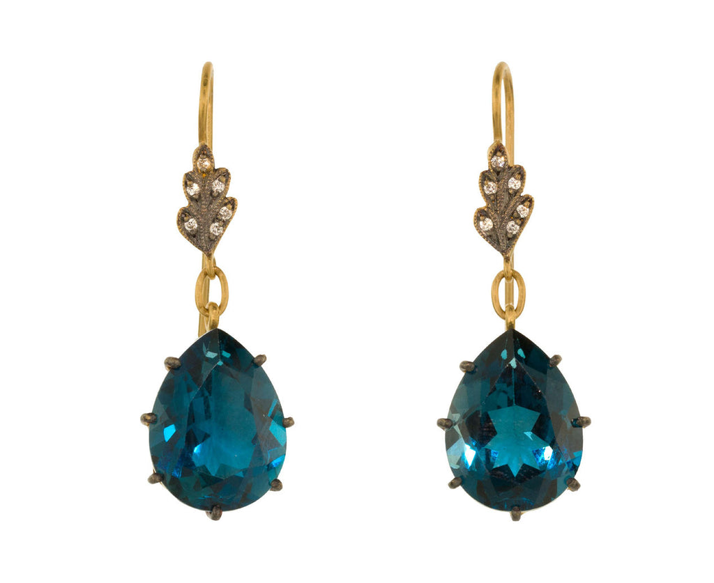 London Blue Topaz Leaf Top Earrings zoom 1