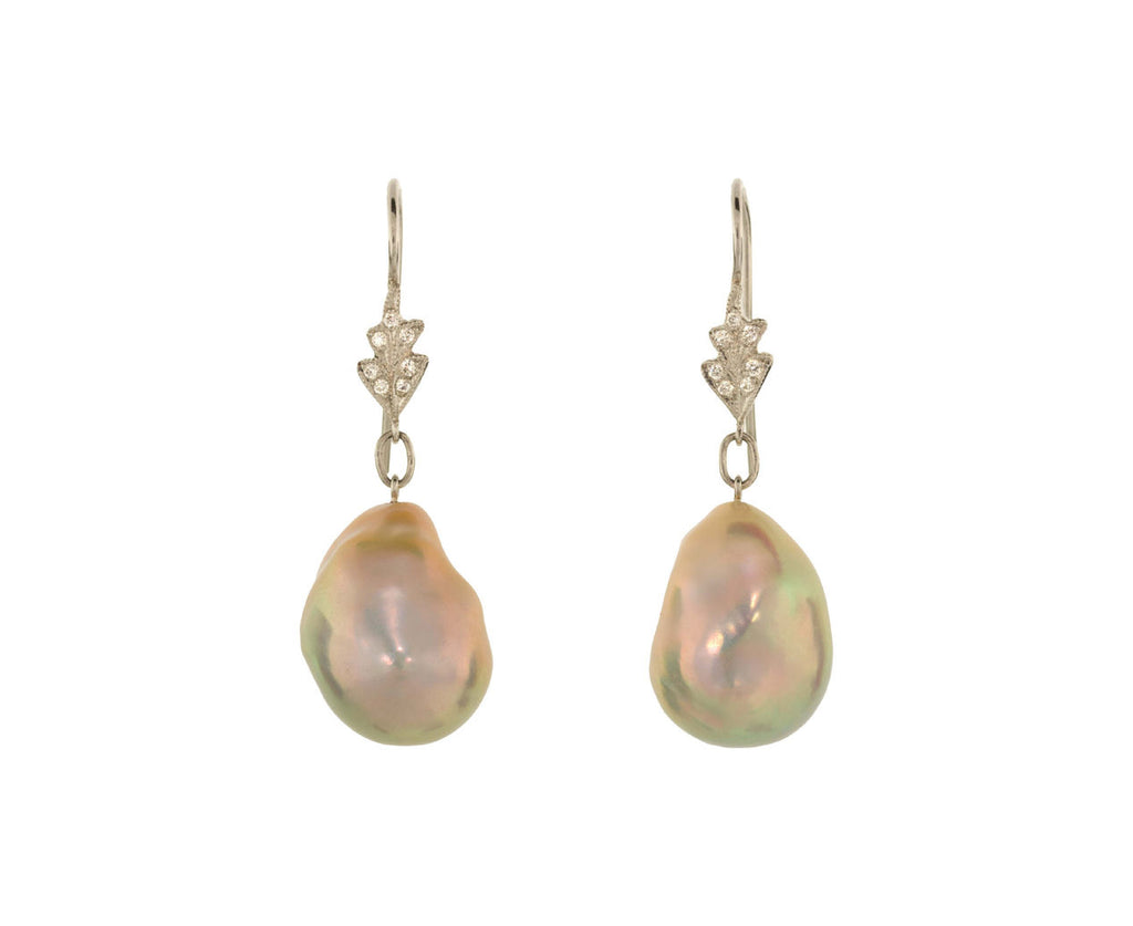Pink Pearl Leaf Top Earrings zoom 1