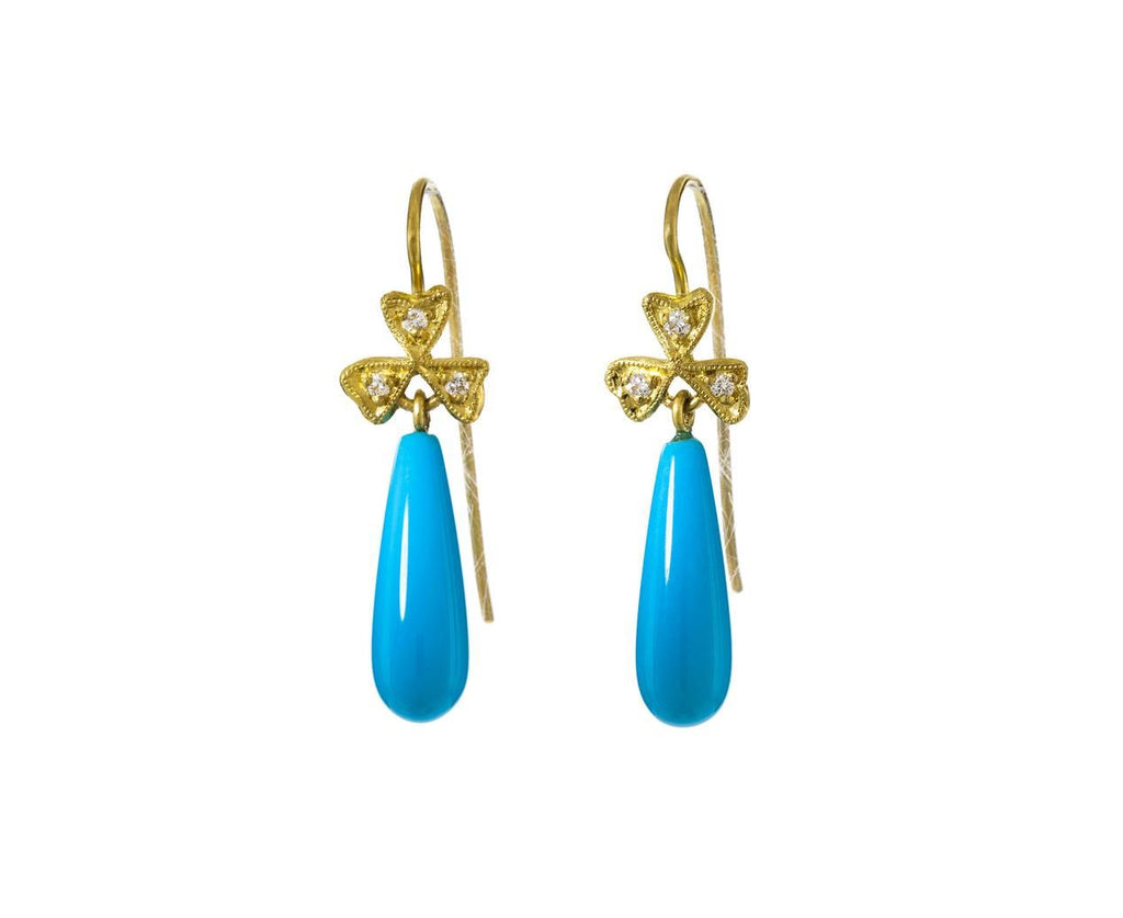 Turquoise and Diamond Wildflower Earrings zoom 1_cathy_waterman_gold_diamond_turquoise_wildflower